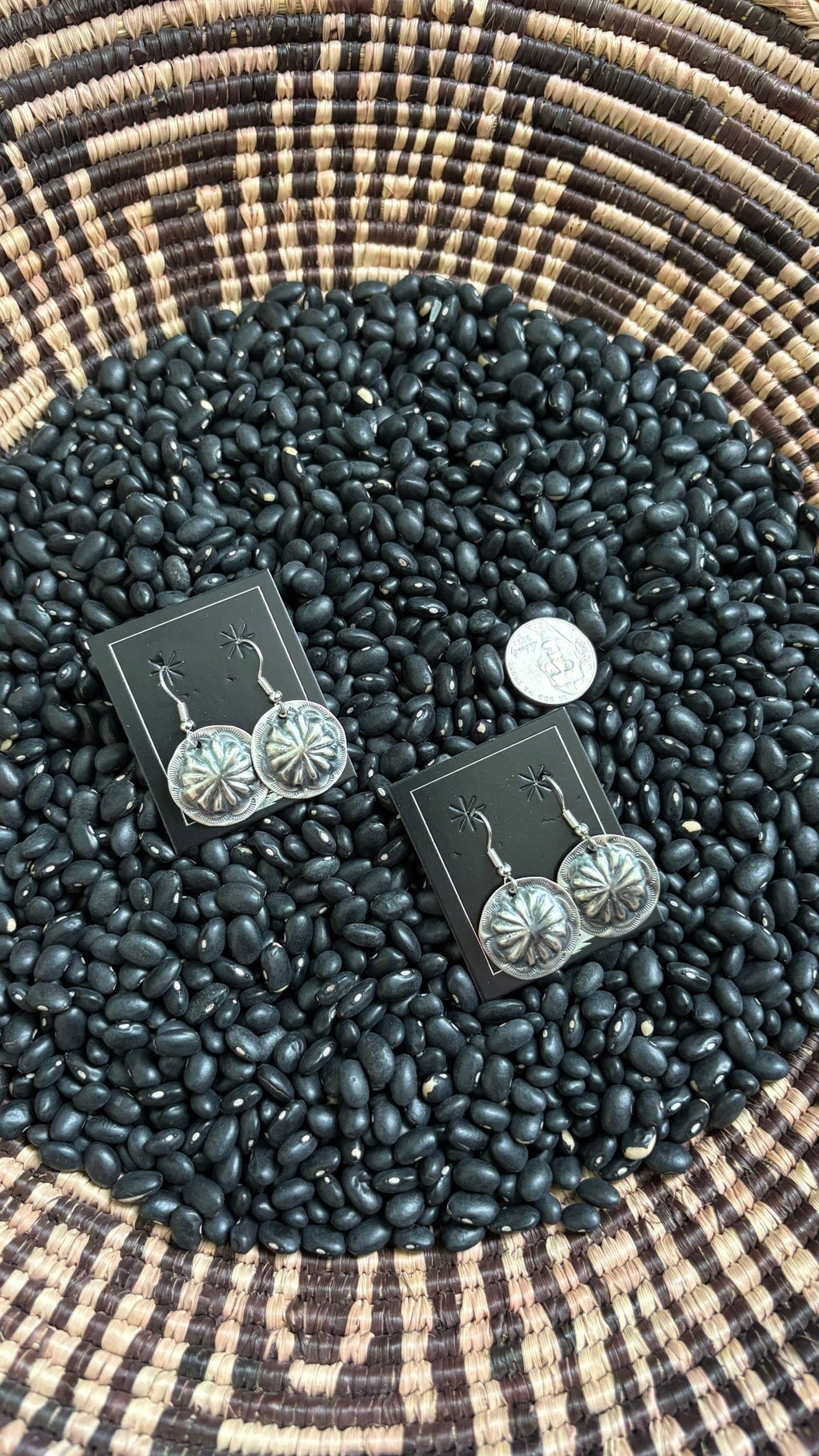 PLAIN ROUND CONCHO DANGLE EARRINGS BY JOAN BEGAY - Shop Avnu