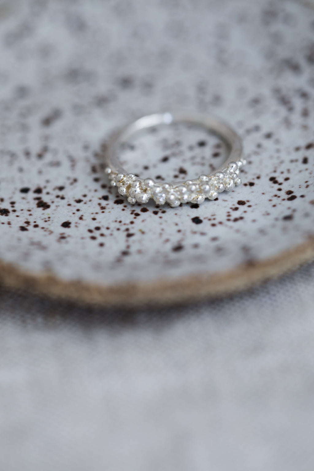 Bubbling ocean ring, size 6, recycled sterling silver.