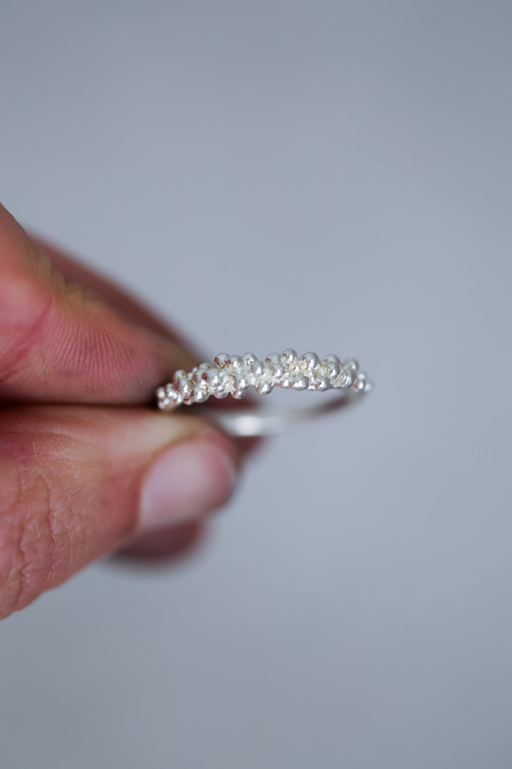 Bubbling ocean ring, size 6, recycled sterling silver.