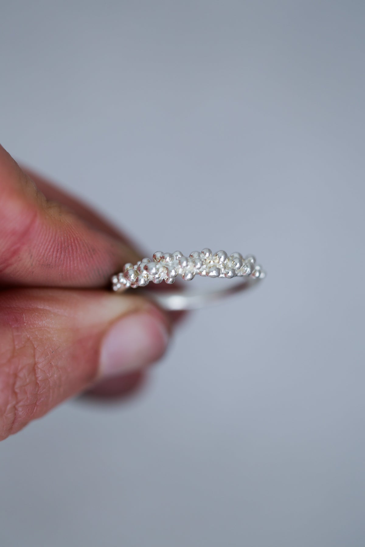 Bubbling ocean ring, size 6, recycled sterling silver.
