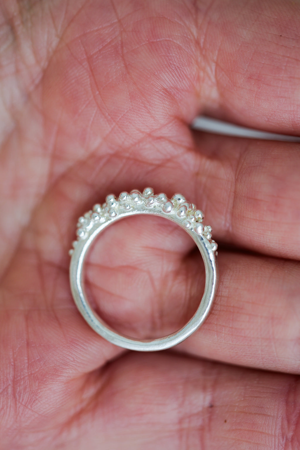 Bubbling ocean ring, size 6, recycled sterling silver.