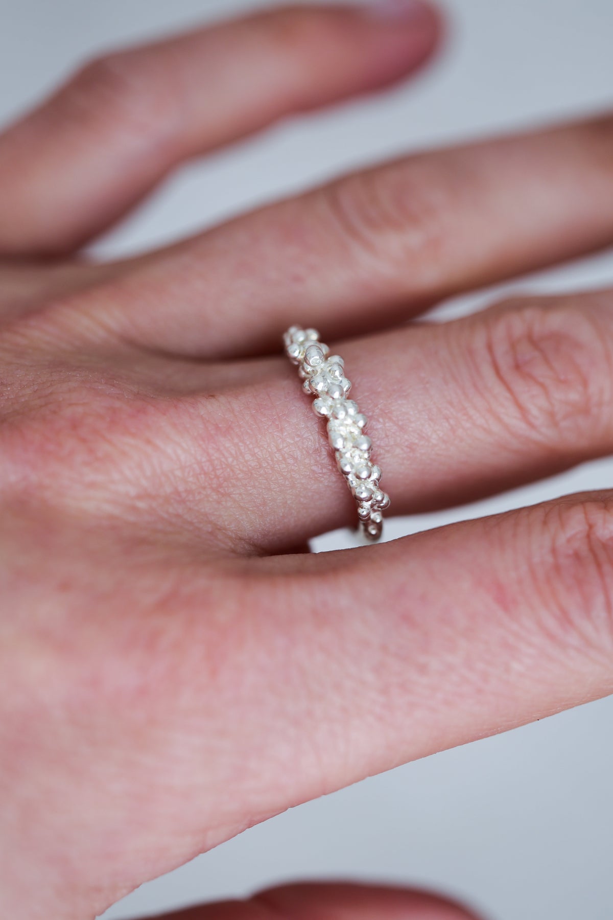 Bubbling ocean ring, size 6, recycled sterling silver.
