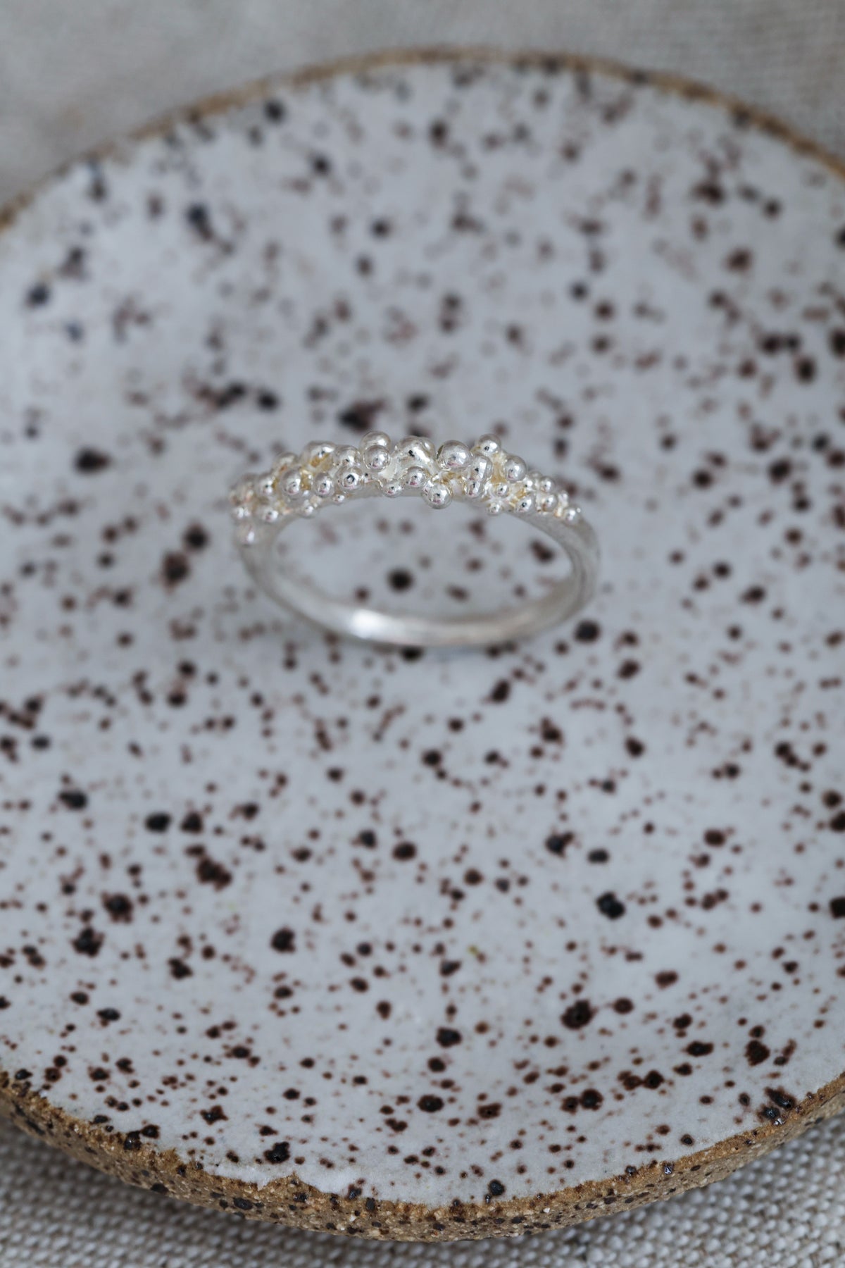 Bubbling ocean ring, size 6, recycled sterling silver.