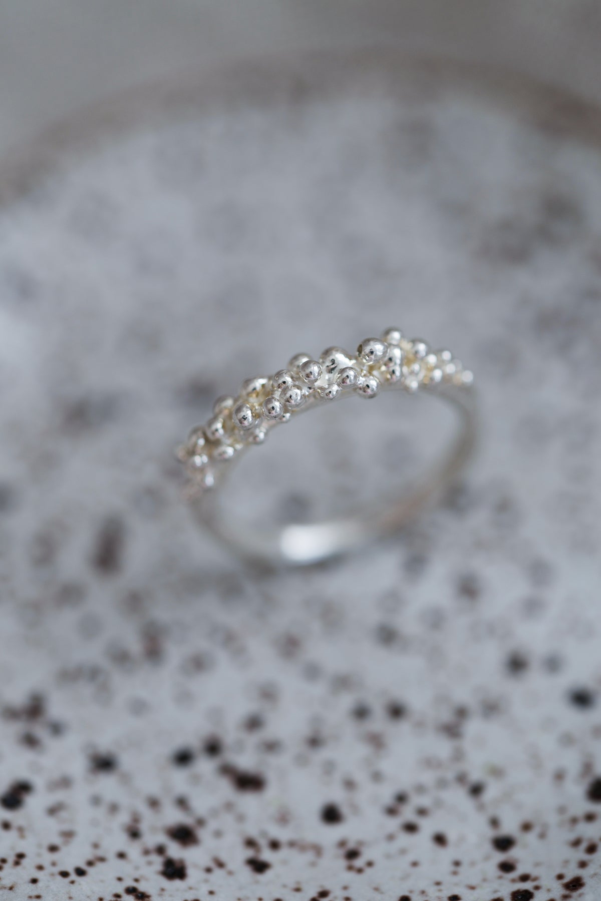 Bubbling ocean ring, size 6, recycled sterling silver.