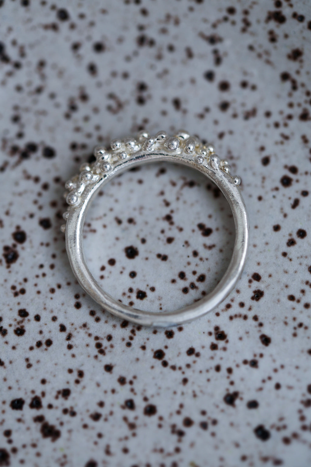 Bubbling ocean ring, size 6, recycled sterling silver.