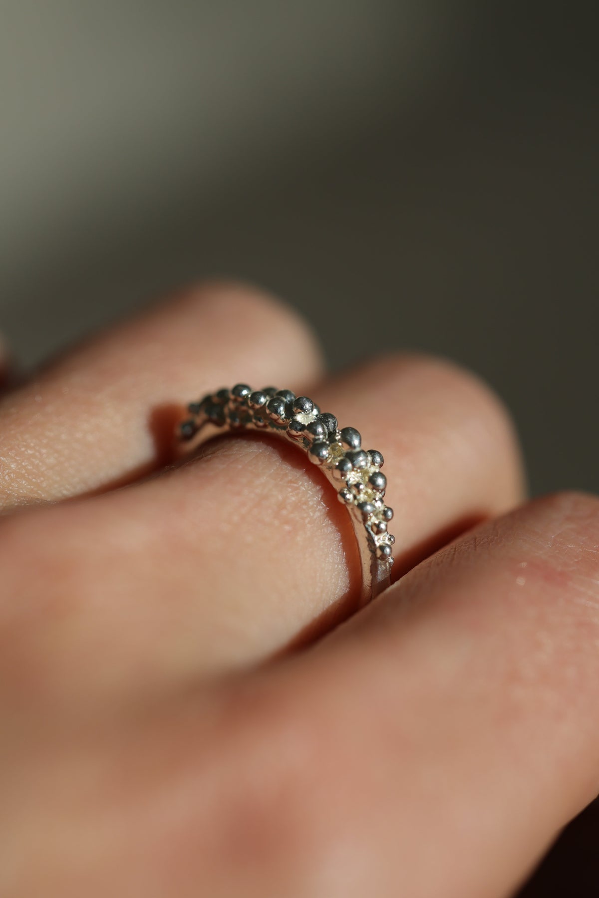 Bubbling ocean ring, size 6, recycled sterling silver.