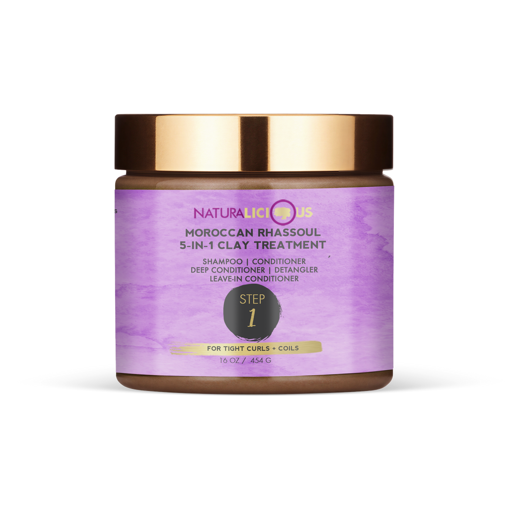Step 1: Moroccan Rhassoul 5-in-1 Clay Treatment (For Tight Curls)