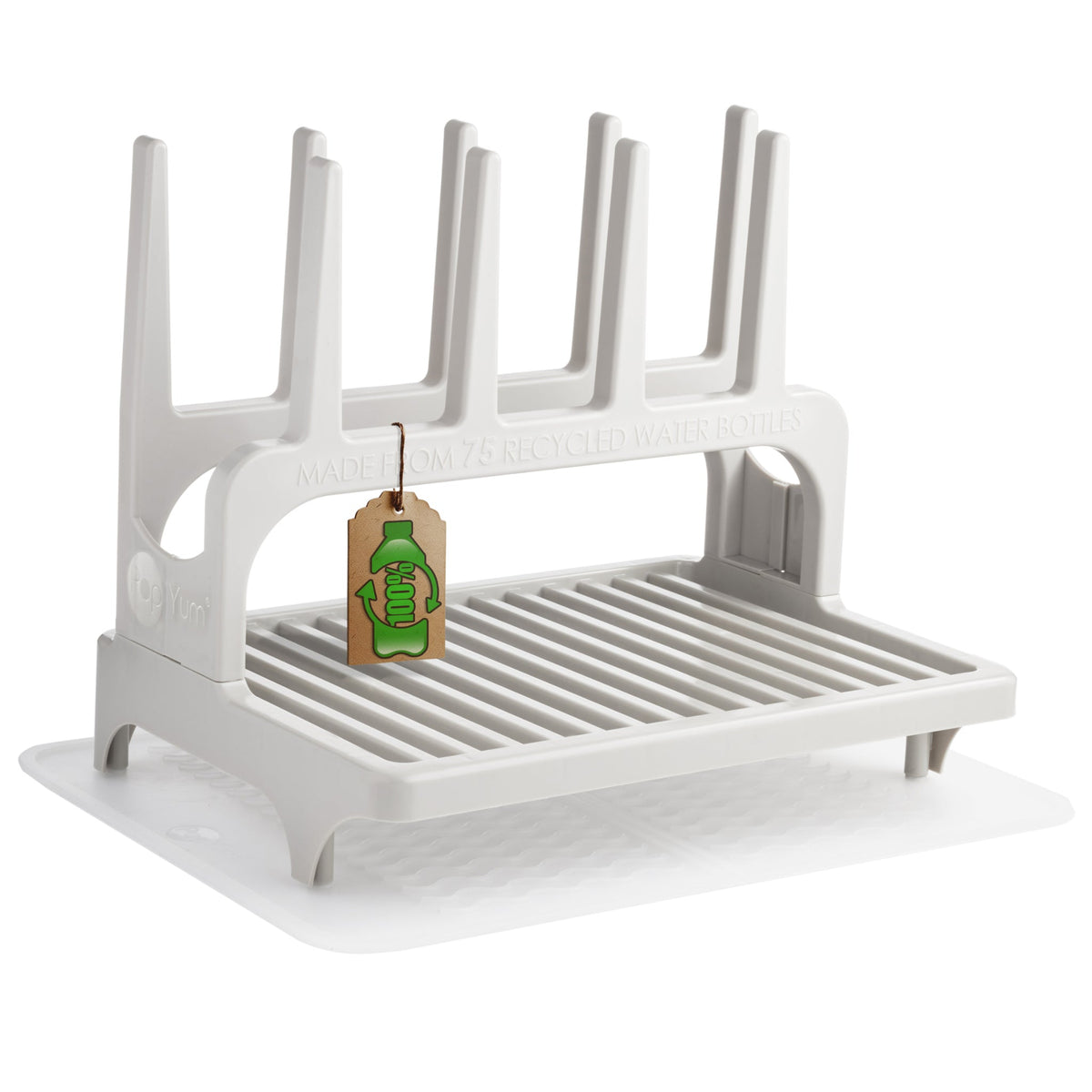 PopYum Seattle Gray Drying Rack from 100% Recycled Bottles with Silicone Drying Mat, countertop for Baby Bottle, Plastic Bags, Cups, Compact - Shop Avnu