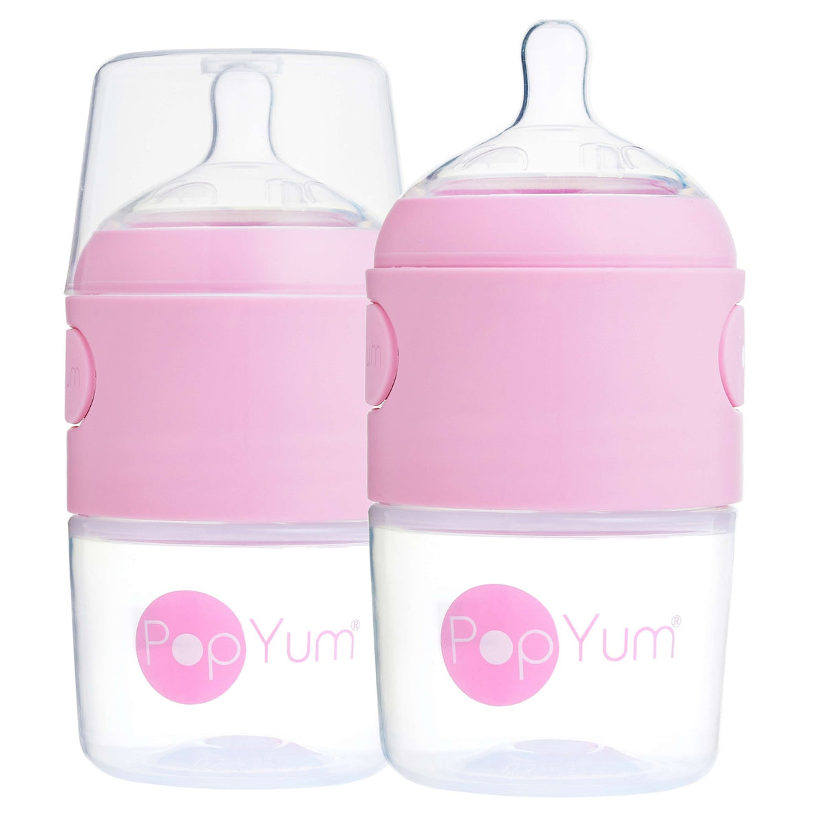 PopYum 5oz Anti - Colic Baby Bottle for Breast and Formula Feeding, 2 - Pack, Pink, 1 Slow Flow Nipples - Shop Avnu