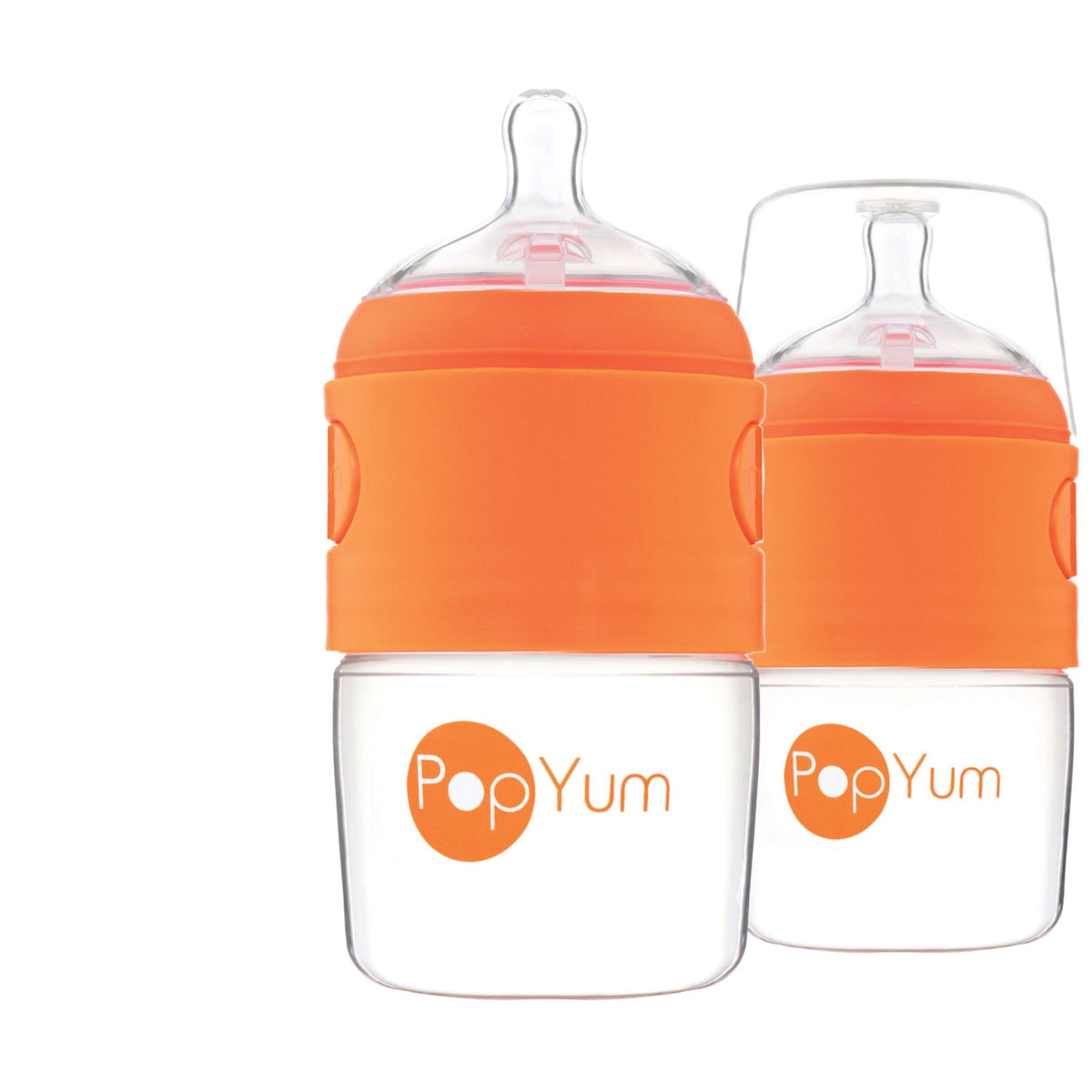 PopYum 5oz Anti - Colic Baby Bottle for Breast and Formula Feeding, 2 - Pack, Orange, 1 Slow Flow Nipples - Shop Avnu