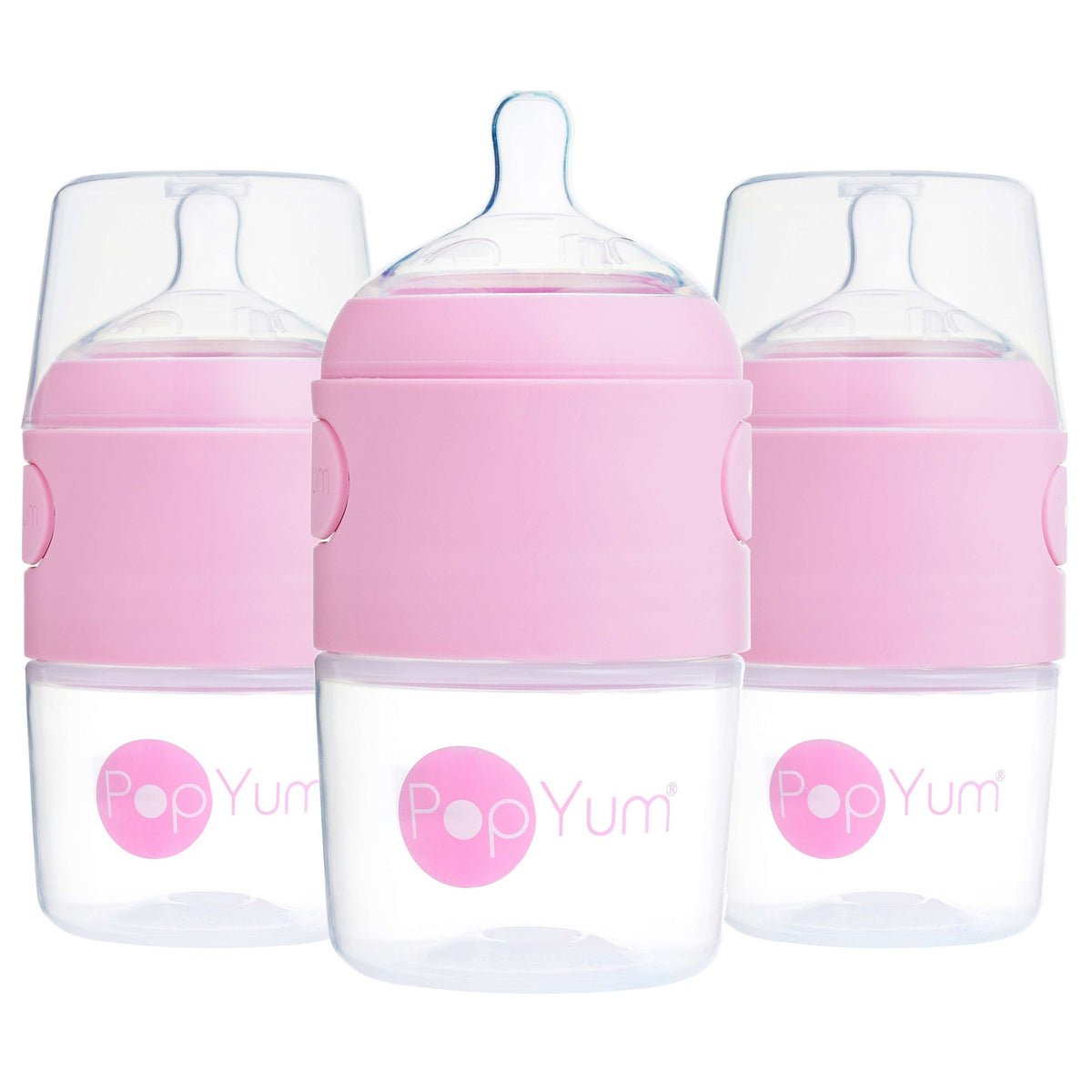 PopYum 5oz Anti - Colic Baby Bottle for Breast and Formula Feeding, 3 - Pack, Pink, 1 Slow Flow Nipples - Shop Avnu