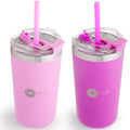PopYum 13oz Insulated Stainless Steel Kids’ Cups with Lid and Straw, 2 - Pack, Purple & Pink, stackable, sippy, baby, child, toddler, tumbler - Shop Avnu