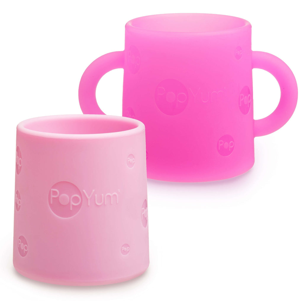 PopYum Silicone Training Cup 2 - Pack for Baby and Toddler, handles, BPA Free, self feeding training, tumbler (electric purple and orchid pink) - Shop Avnu