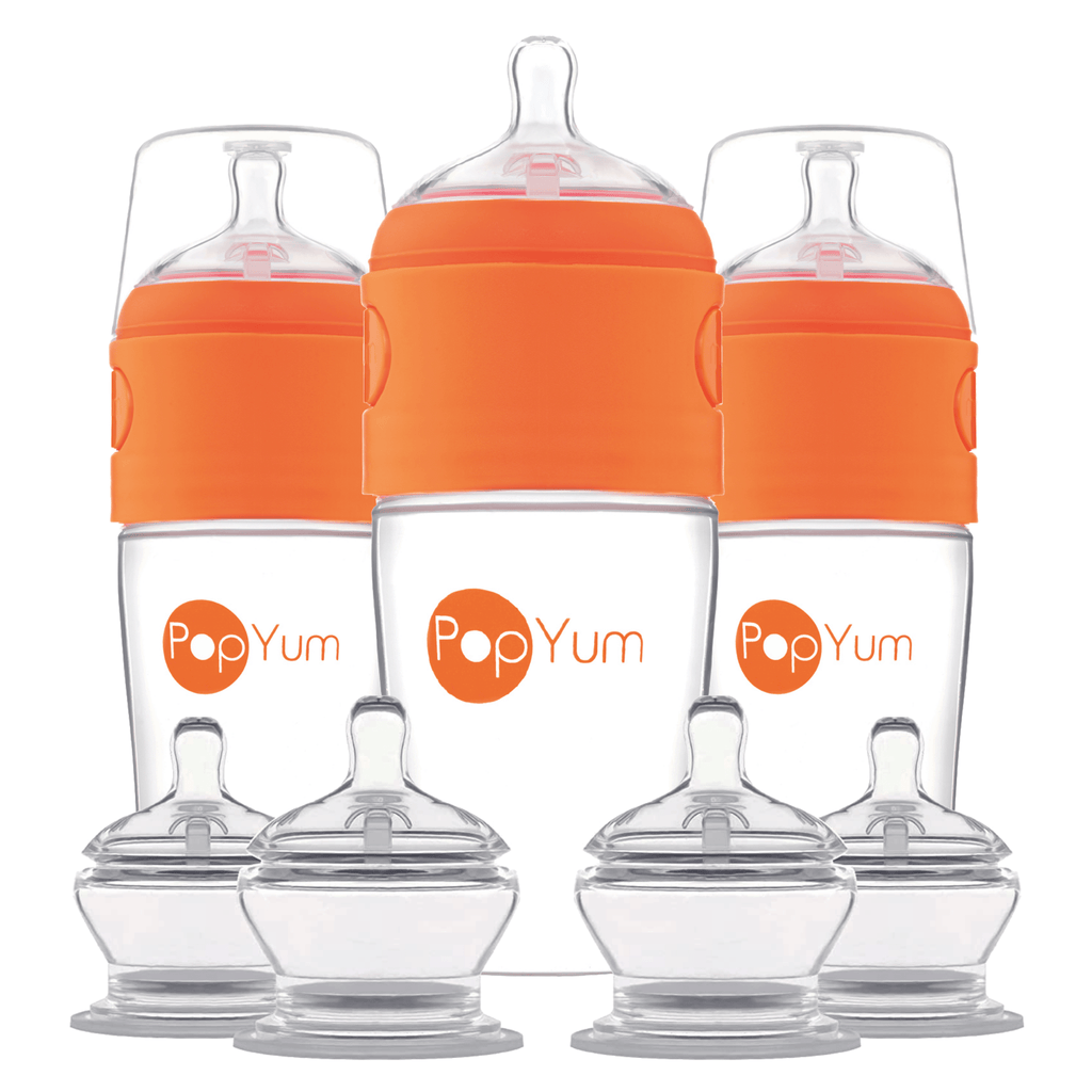PopYum Orange 7 Piece Bundle: 9oz Bottle 3 - Pack + 2 Nipple 2 - Packs - Shop Avnu