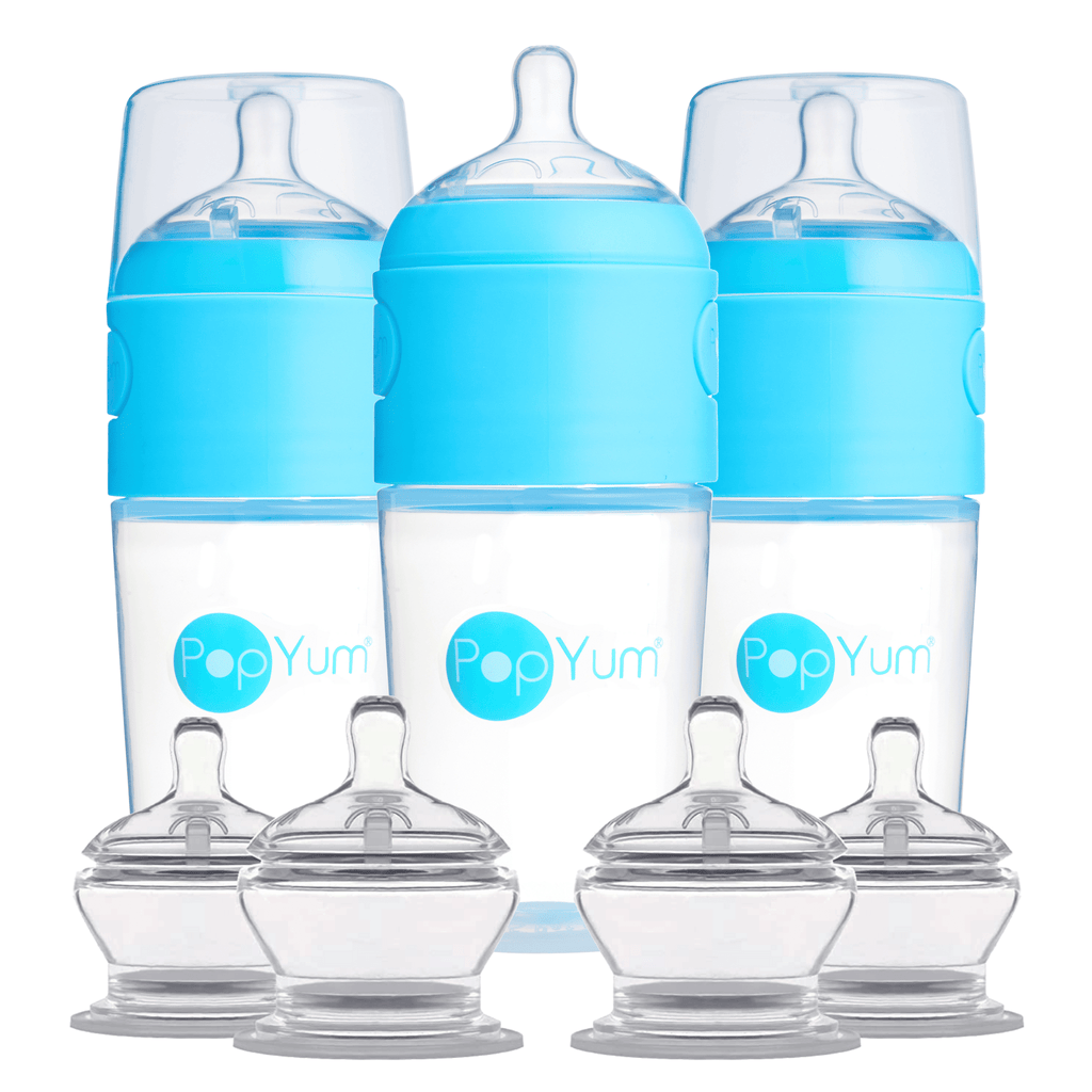 PopYum Blue 7 Piece Bundle: 9oz Bottle 3 - Pack + 2 Nipple 2 - Packs - Shop Avnu