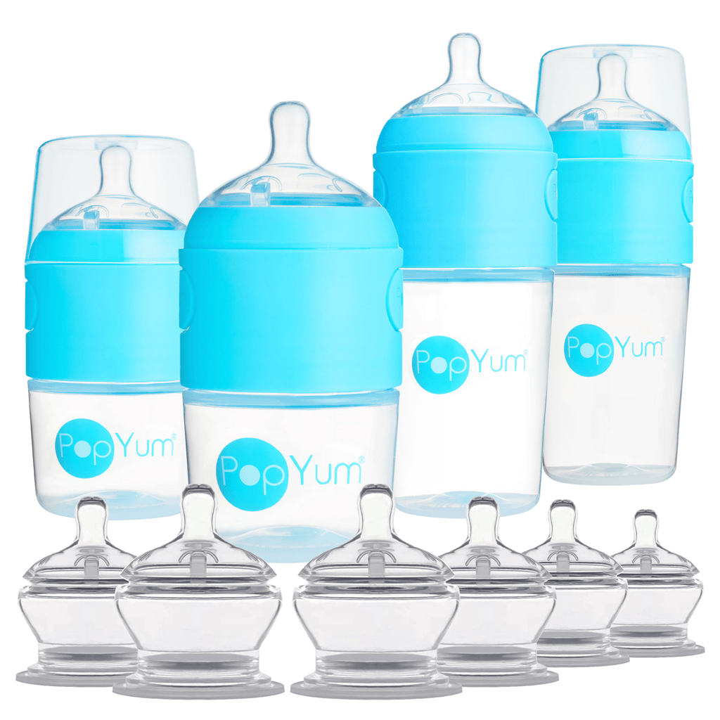 PopYum Blue 10 Piece Bundle: Bottle Set + 3 Nipple 2 - Packs - Shop Avnu