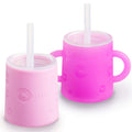 PopYum Silicone Training Cup with Straw Lid, 2 - Pack for Baby, Infant and Toddler, Tumbler, Sippy, handles, 5 ounce (purple, pink) - Shop Avnu