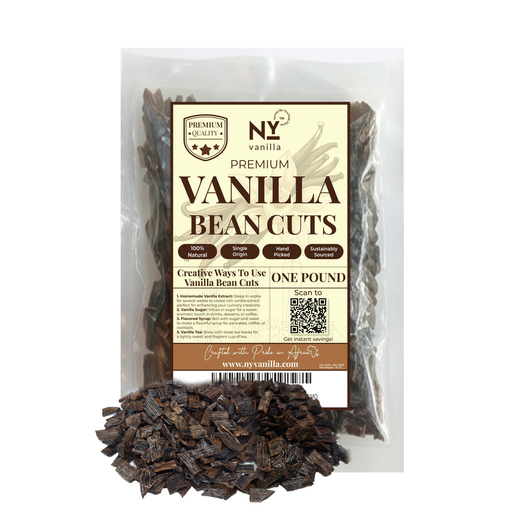 Premium Vanilla Bean Cuts - 1 lb. From Whole Vanilla Beans Grade B | Cut and Sorted for Easy Use