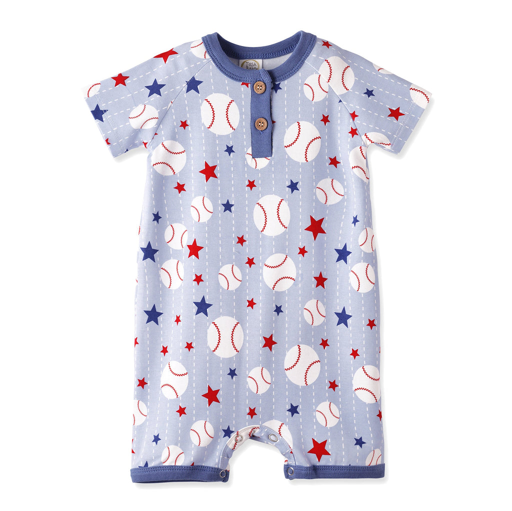 Grand Slam Baseball Bamboo Shorty Romper for Baby Boys - Shop Avnu