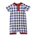Picnic Plaid Bamboo Henley Shortall Romper for Baby Boys - Shop Avnu