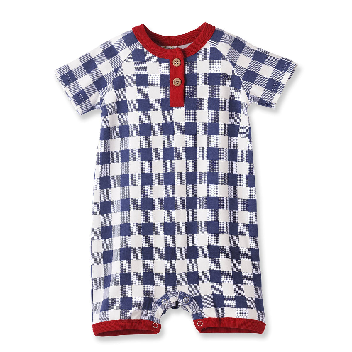 Picnic Plaid Bamboo Henley Shortall Romper for Baby Boys - Shop Avnu
