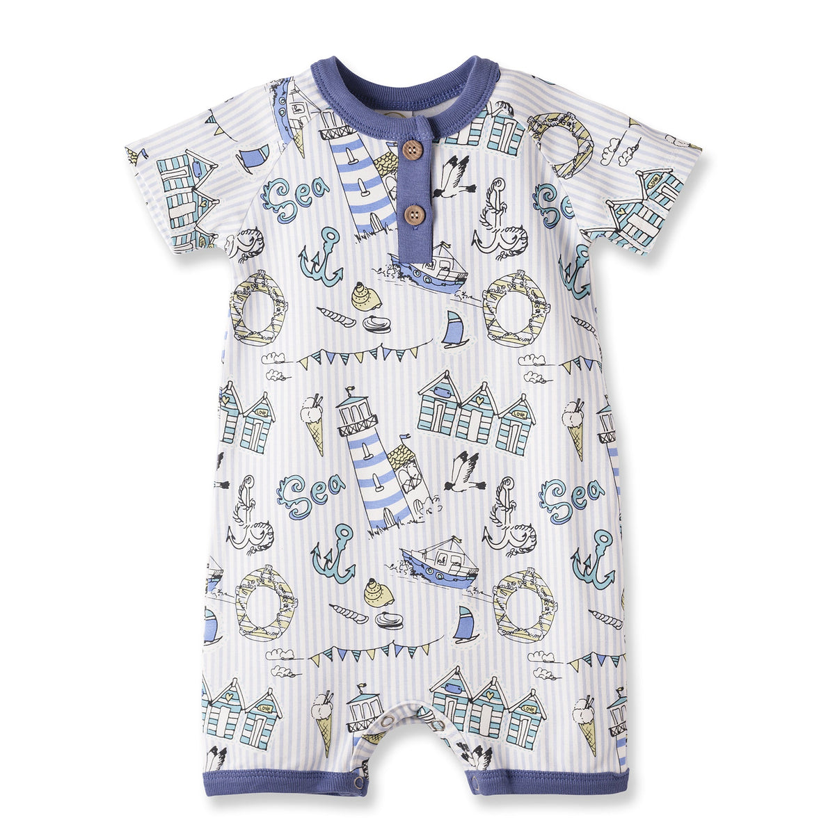 Seashore Baby Boy Romper – Bamboo Shortall One - Piece - Shop Avnu