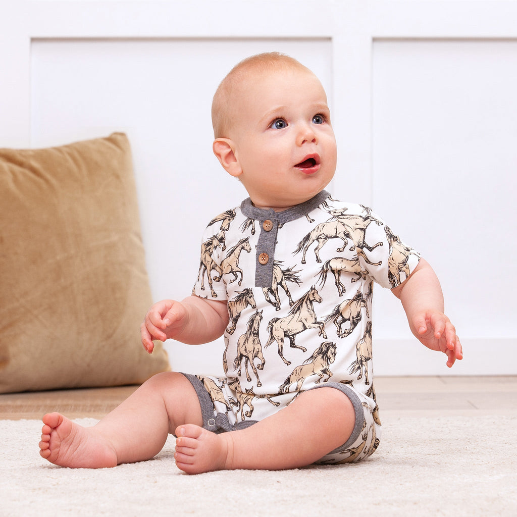 Wild Horses Bamboo Short Romper - Shop Avnu