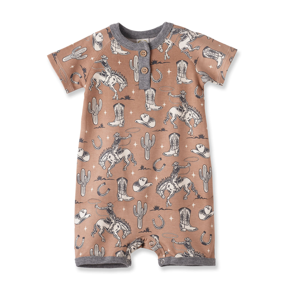 Wild Wrangler/Brown Western Bamboo Shorty Romper for Boys - Shop Avnu