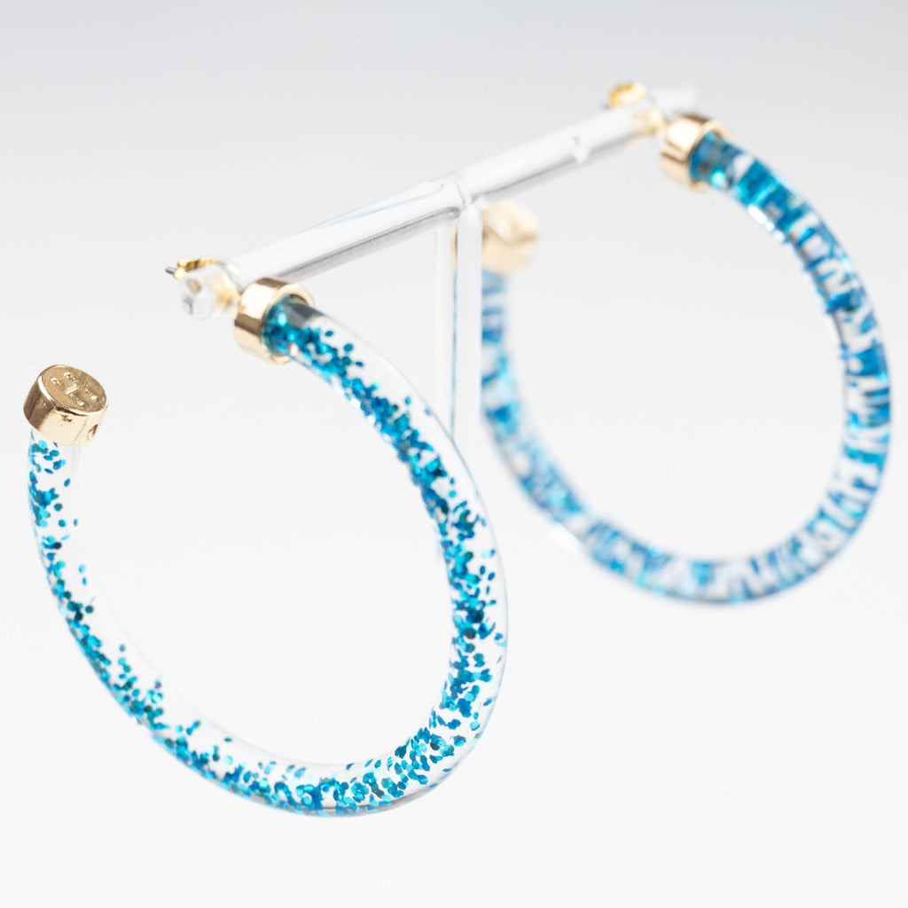 Blue Glitter Hoop Earrings - Shop Avnu
