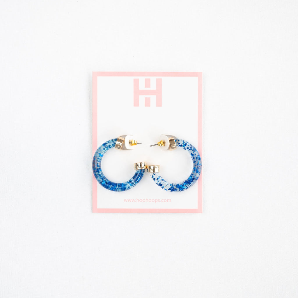 Blue Foil Mini Hoop Earrings - Shop Avnu