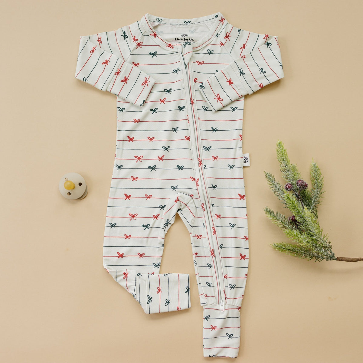 Tied with a Bow Christmas Bamboo Zippy Pajamas - Shop Avnu