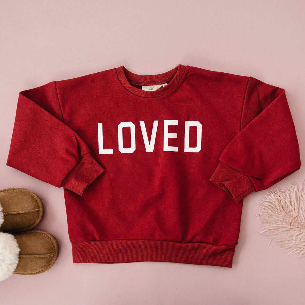 Loved Crewneck Sweatshirt - Red or Pink - Shop Avnu