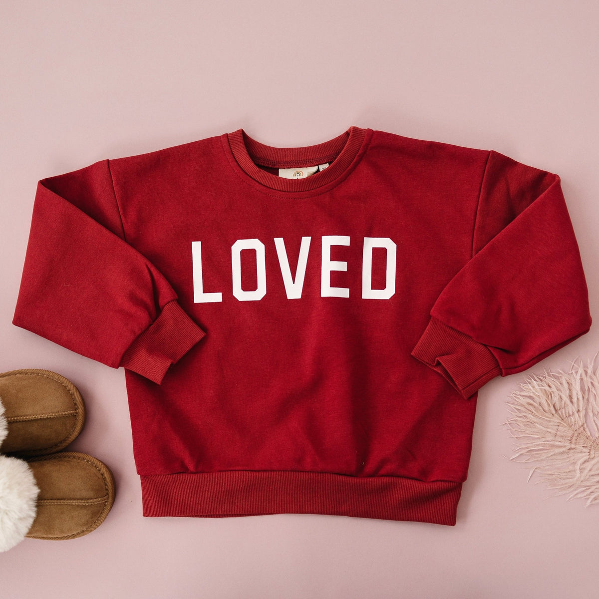 Loved Crewneck Sweatshirt - Red or Pink - Shop Avnu