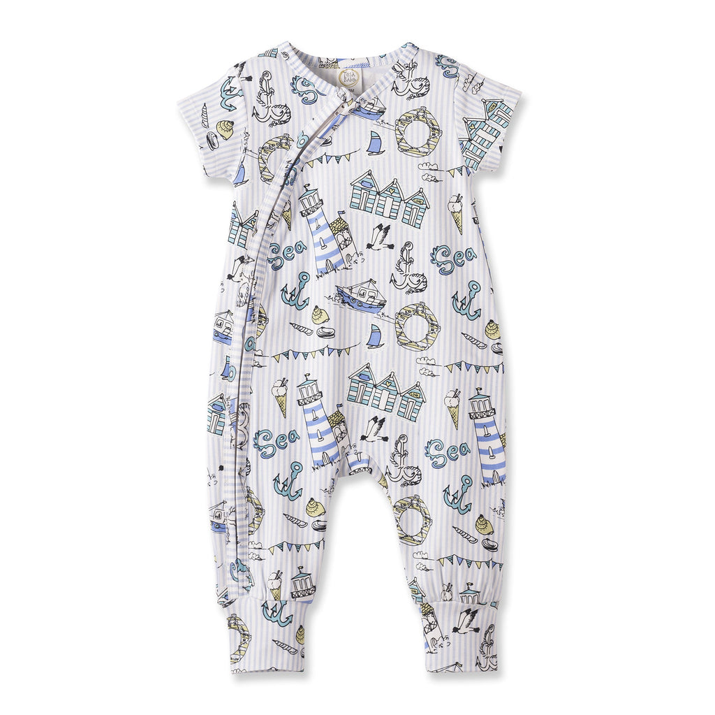 Seashore Baby Zipper Romper – Bamboo with Convertible Cuffs - Shop Avnu