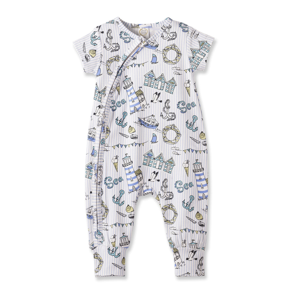 Seashore Baby Zipper Romper – Bamboo with Convertible Cuffs - Shop Avnu