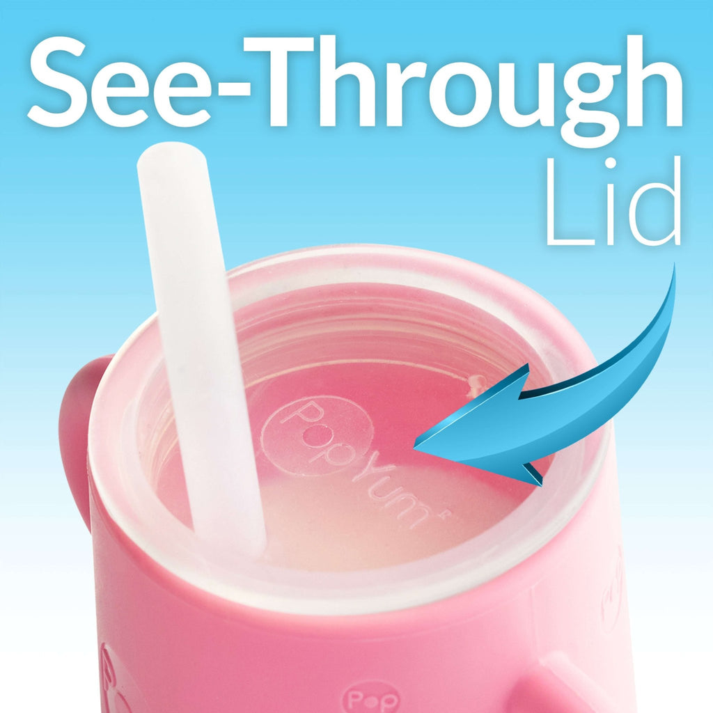 PopYum Silicone Training Cup with Straw Lid, 2 - Pack for Baby, Infant and Toddler, Tumbler, Sippy, handles, 5 ounce (purple, pink) - Shop Avnu
