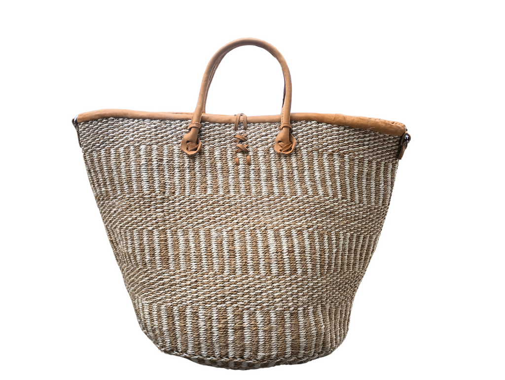 Earth Stripes Handmade Sisal Market Tote Bag