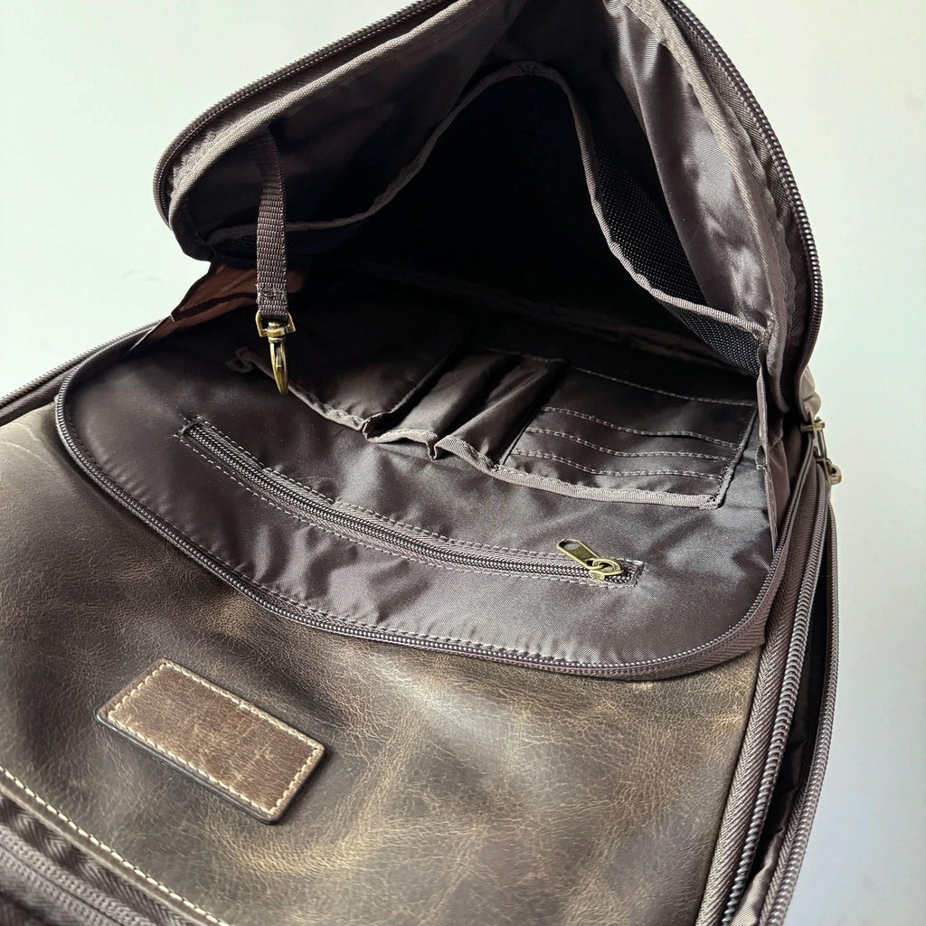 Crazy Horse Full-Grain Leather Laptop Backpack – Premium, Rugged & Stylish
