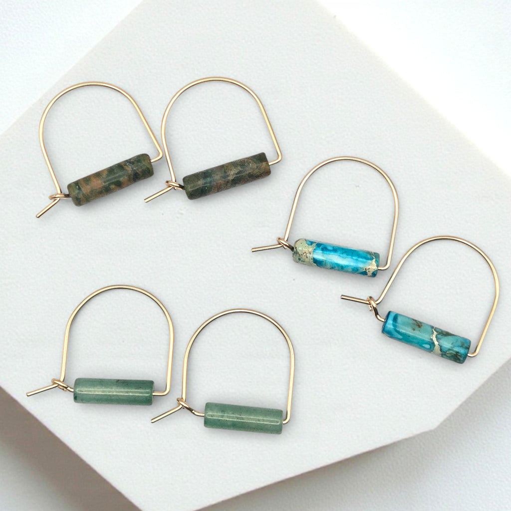 Arc Gemstone Earrings - Ocean Sunset