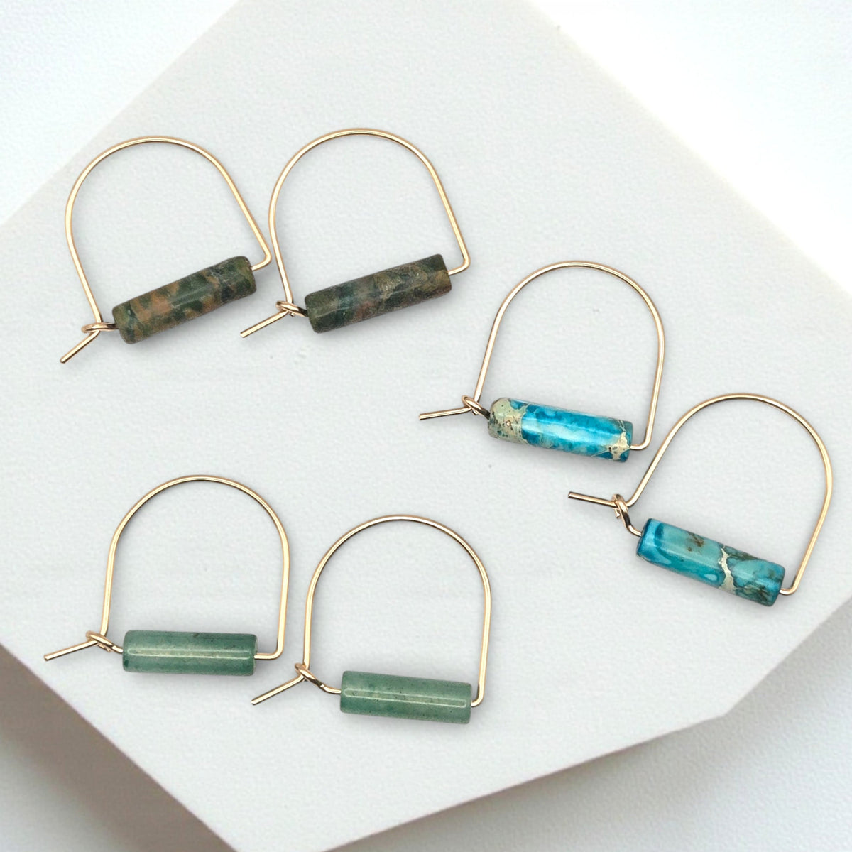Arc Gemstone Earrings - Ocean Sunset