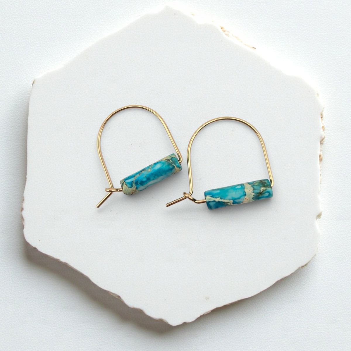 Arc Gemstone Earrings - Ocean Sunset