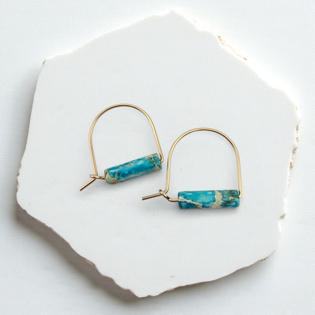 Arc Gemstone Earrings - Ocean Sunset