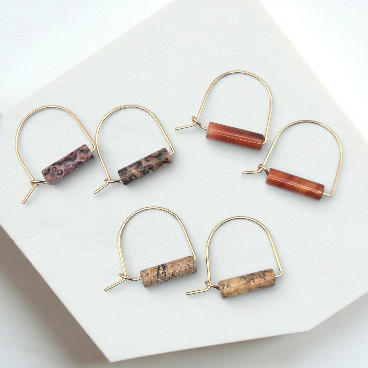 Arc Gemstone Earrings - Desert Sunset