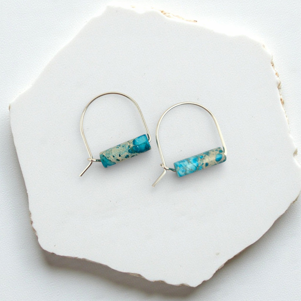 Arc Gemstone Earrings - Ocean Sunset