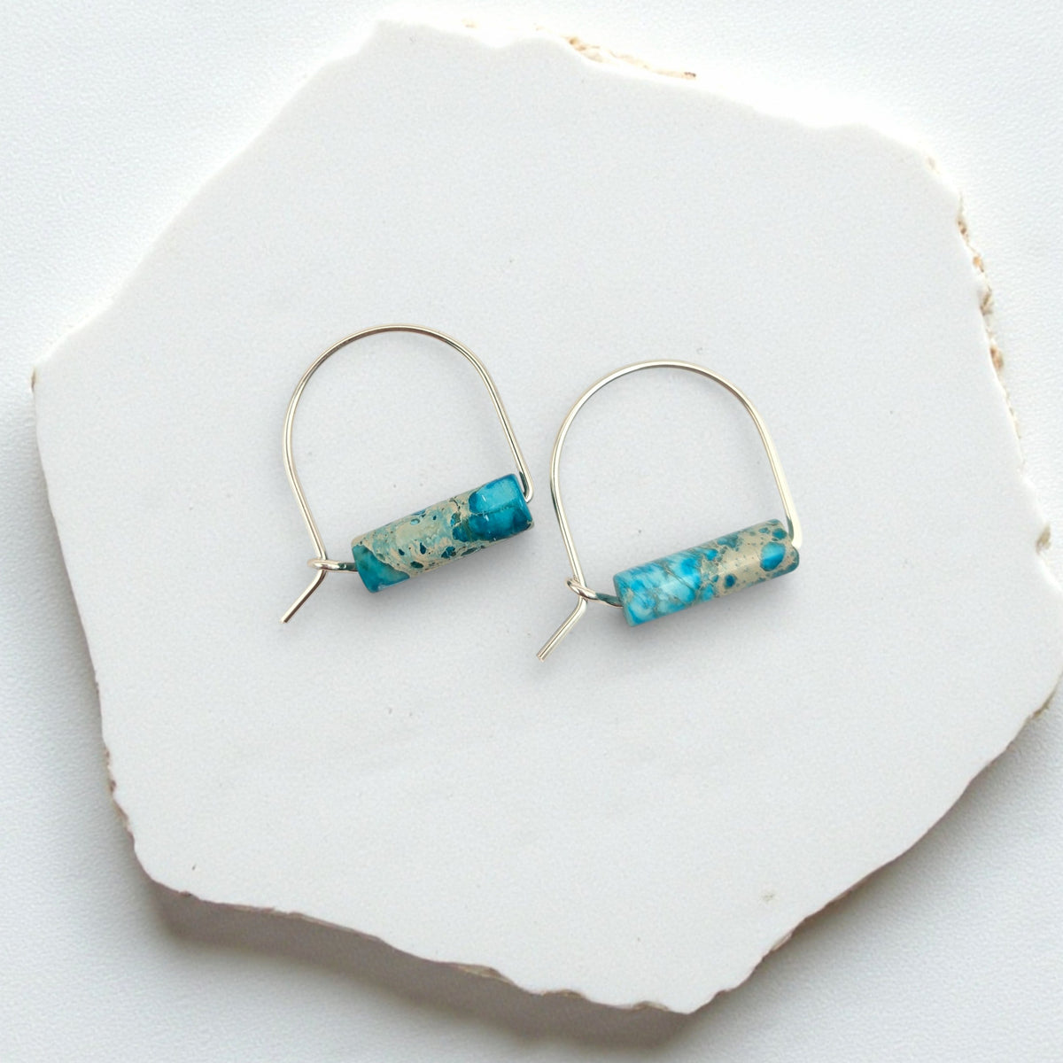 Arc Gemstone Earrings - Ocean Sunset