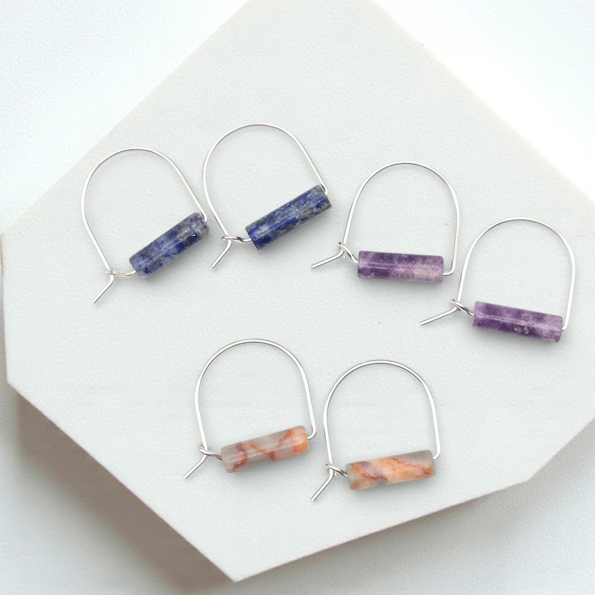 Arc Gemstone Earrings - Mountain Sunset