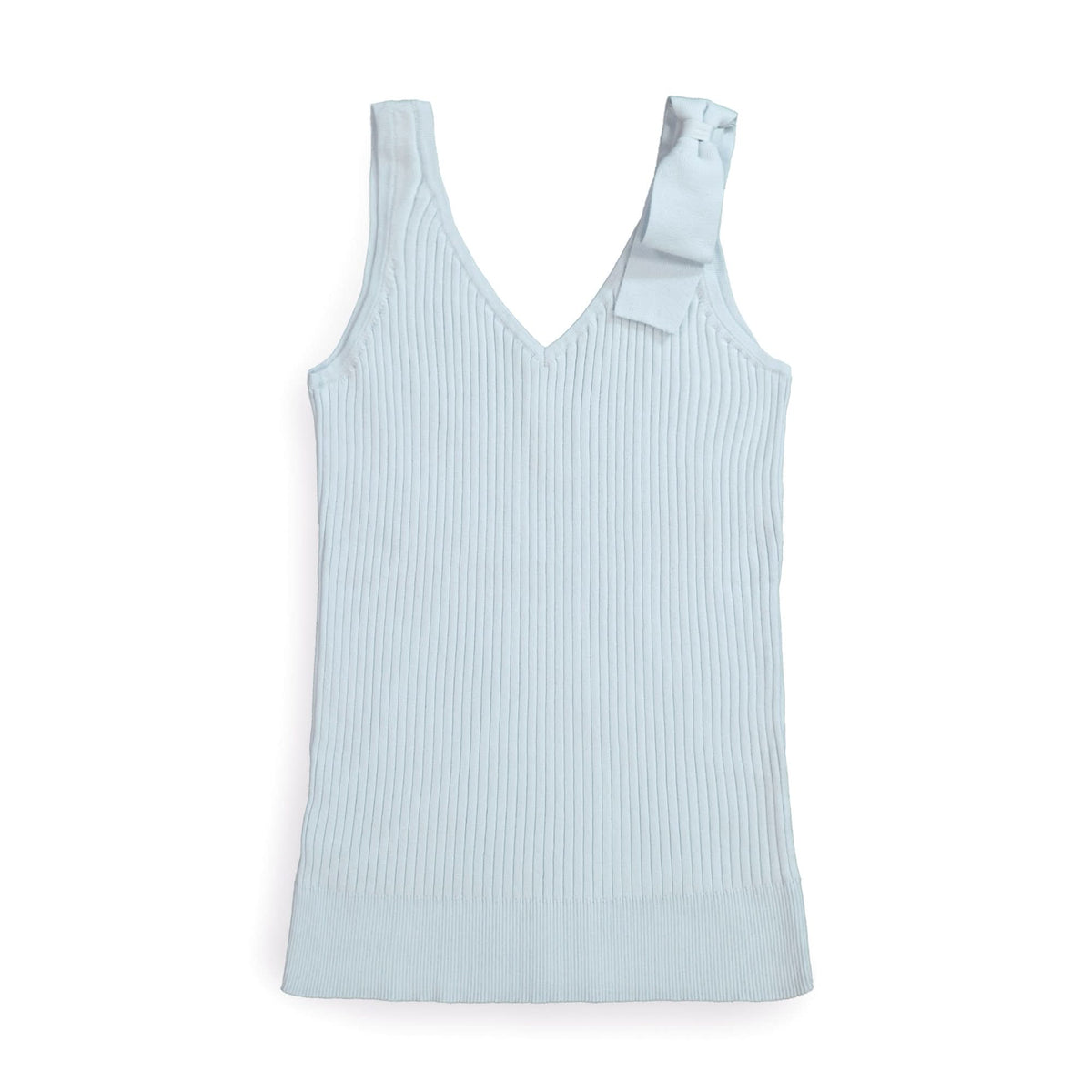 V-Neck Rib Knit Tank with Bow