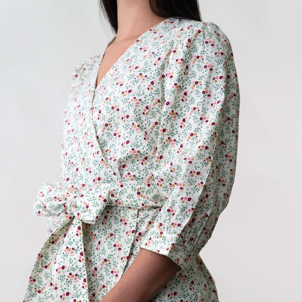 Puff Sleeve Wrap Top
