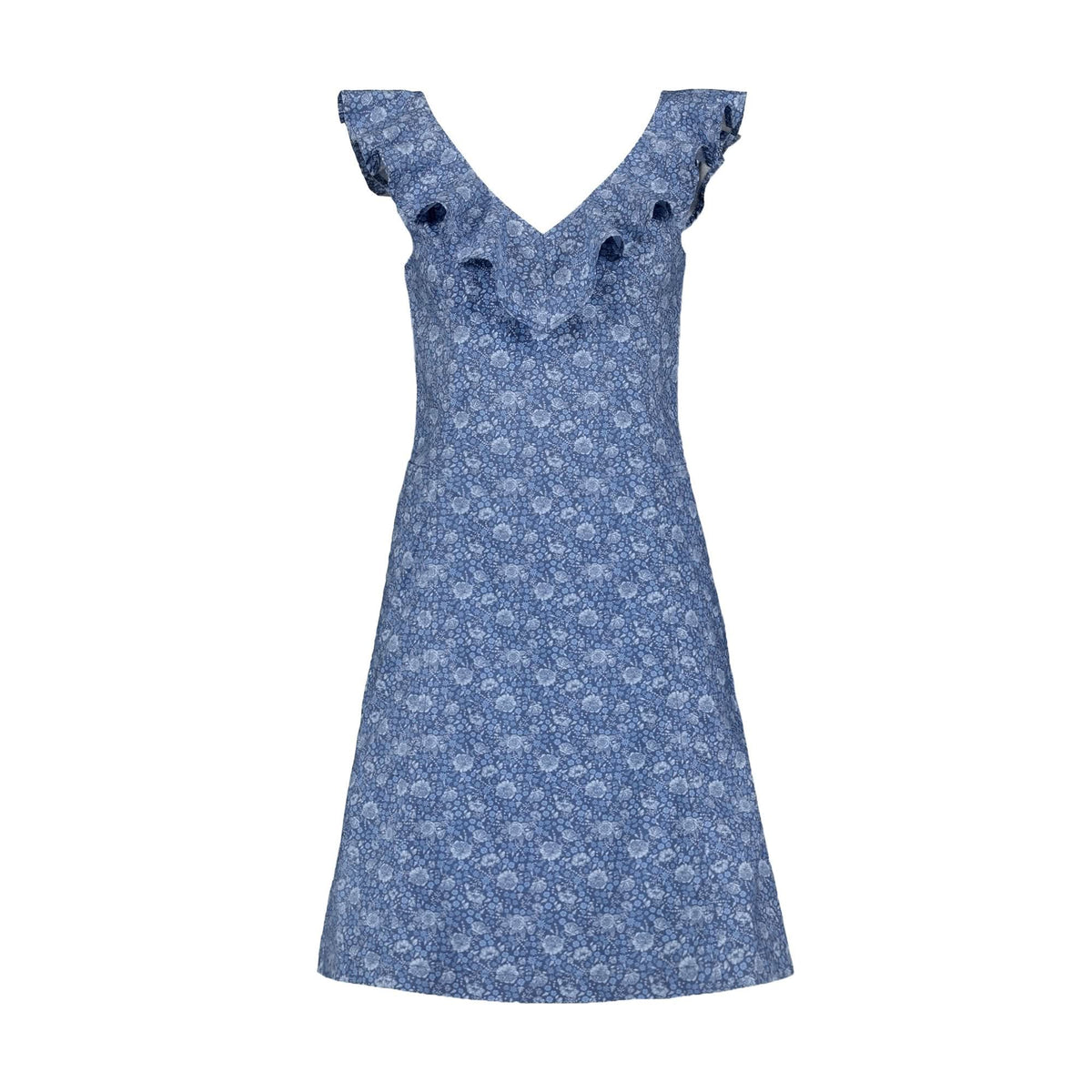 V-Neck Ruffle Shift Dress
