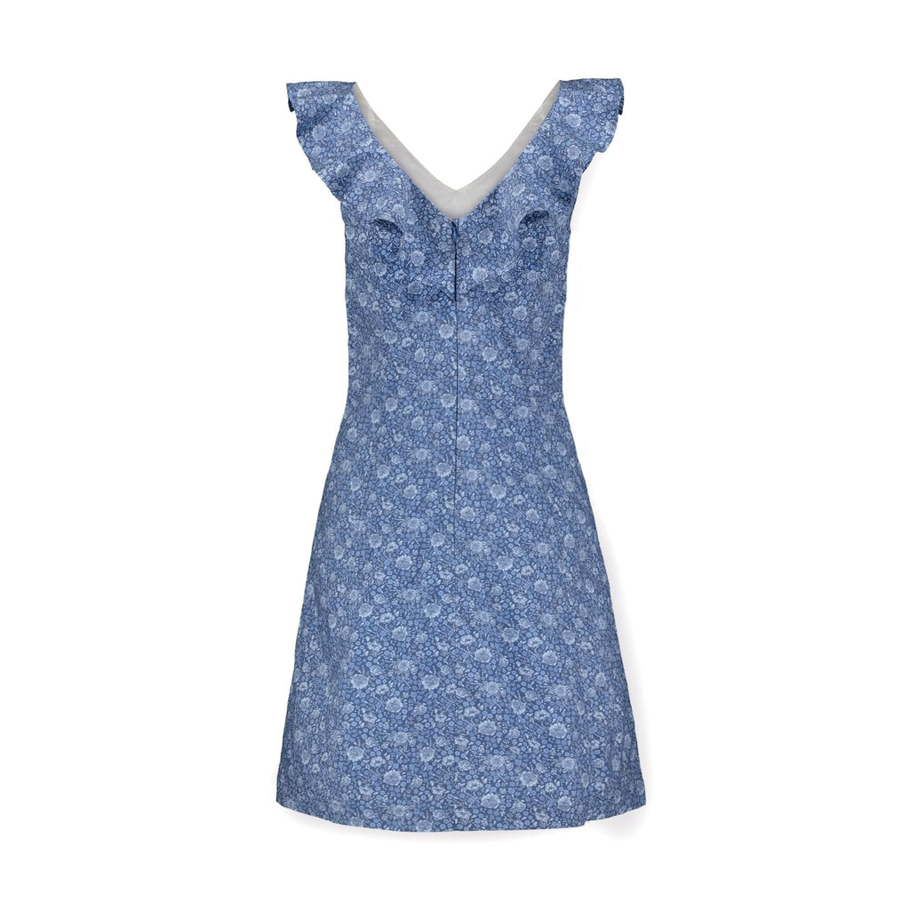V-Neck Ruffle Shift Dress